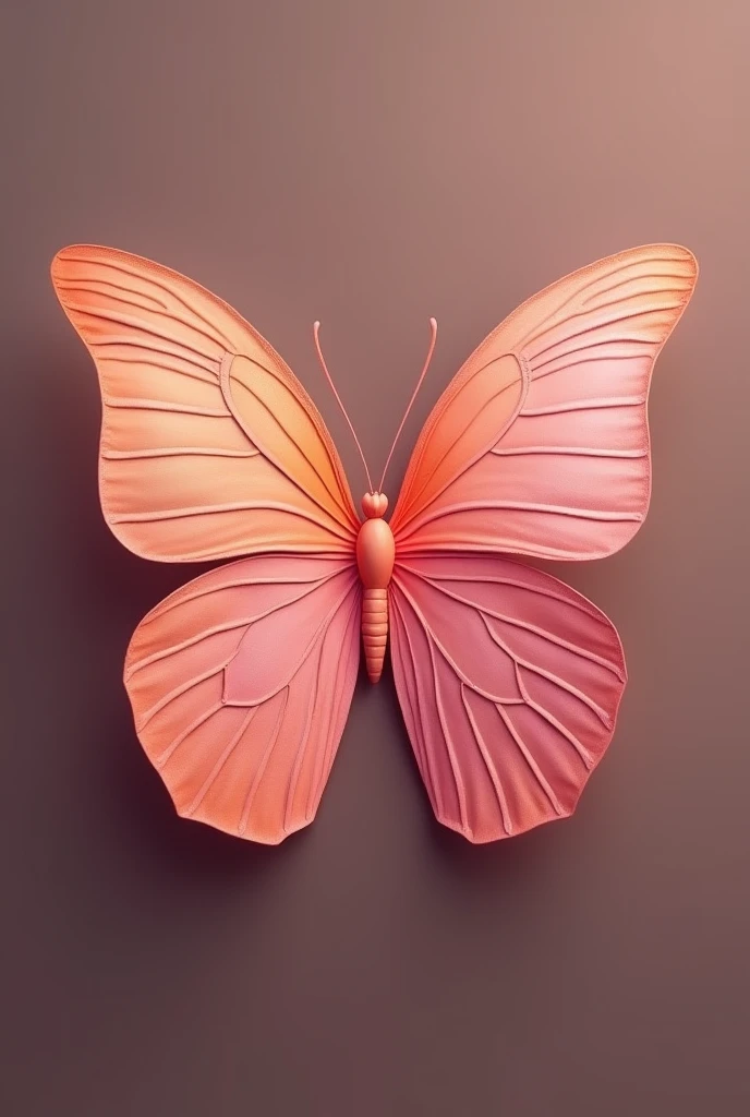 pink and melon colored butterfly , that has rounded wings, that is pretty and is in front without a bottom