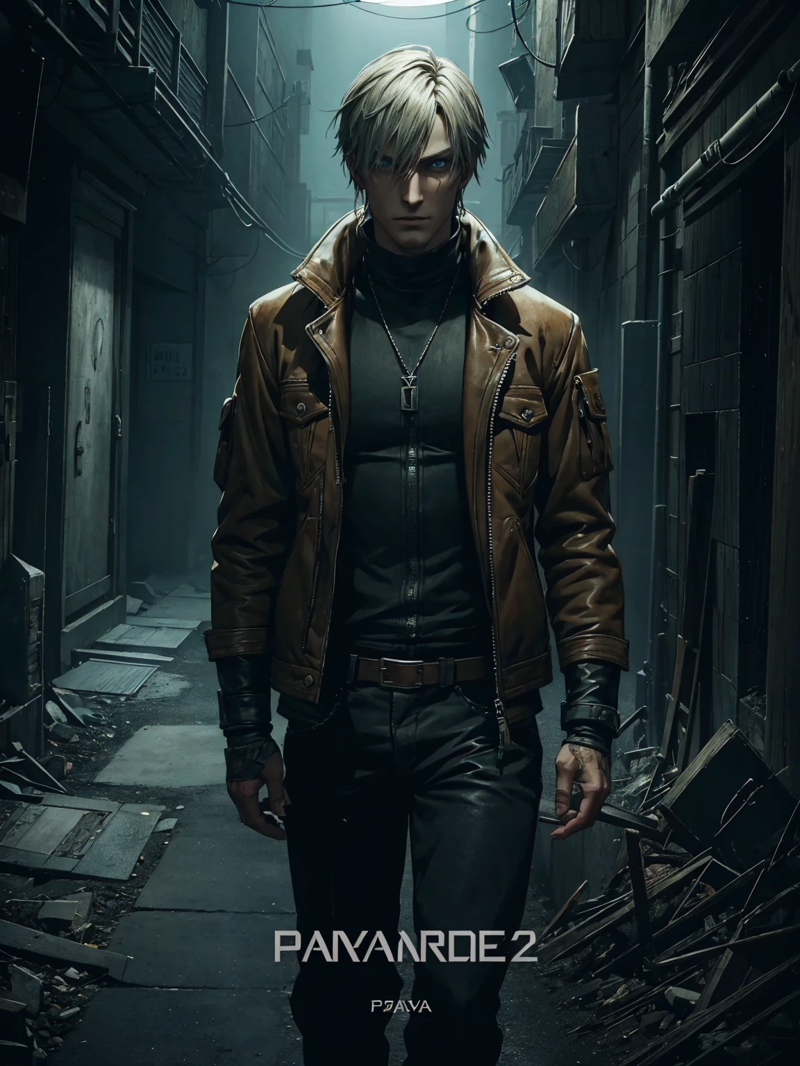 A Male (Name: Jack Parker, Sherpa Jackets, Handsome, Dark Ambience, Playstation 2 Graphic, Creepy, Silent Hill Vibes