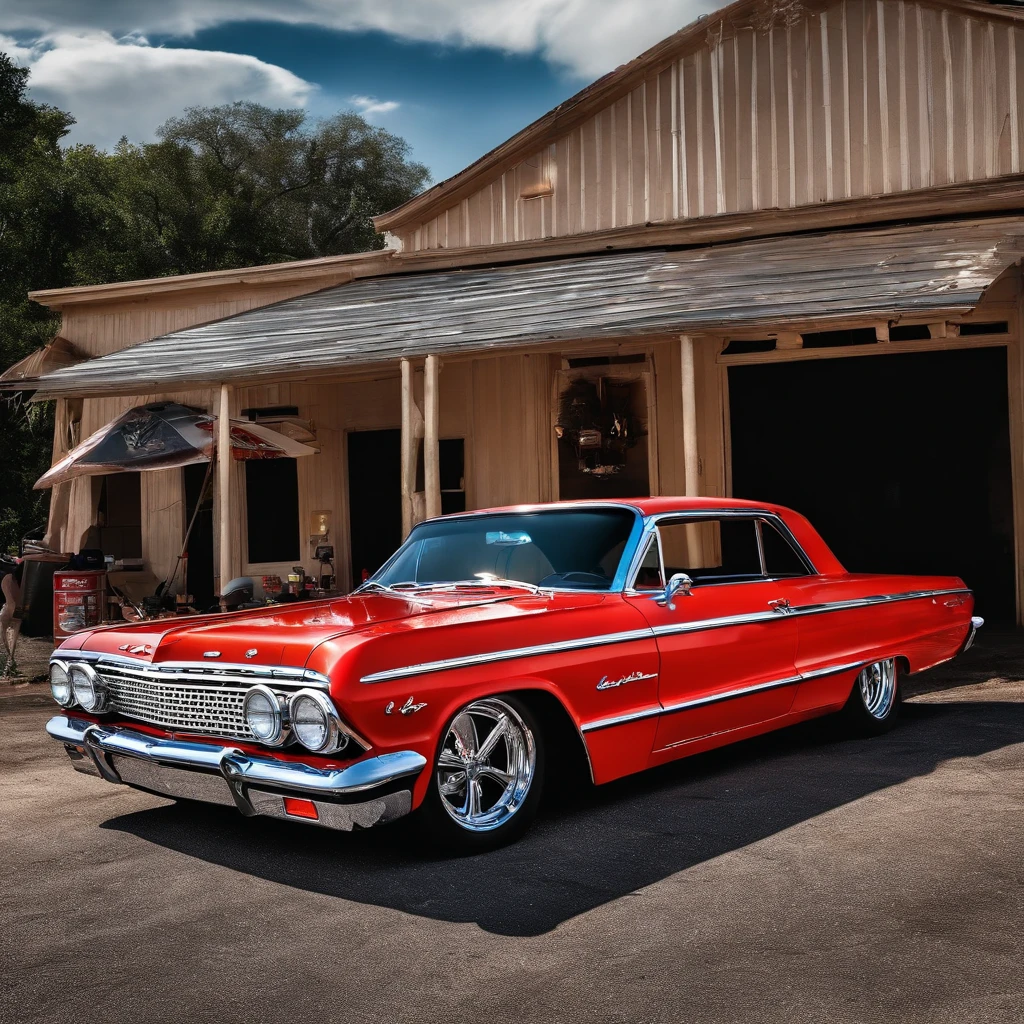 Um '64 Chevy Impala, for dear, a lot of smoke coming out of the tires and wheelies!