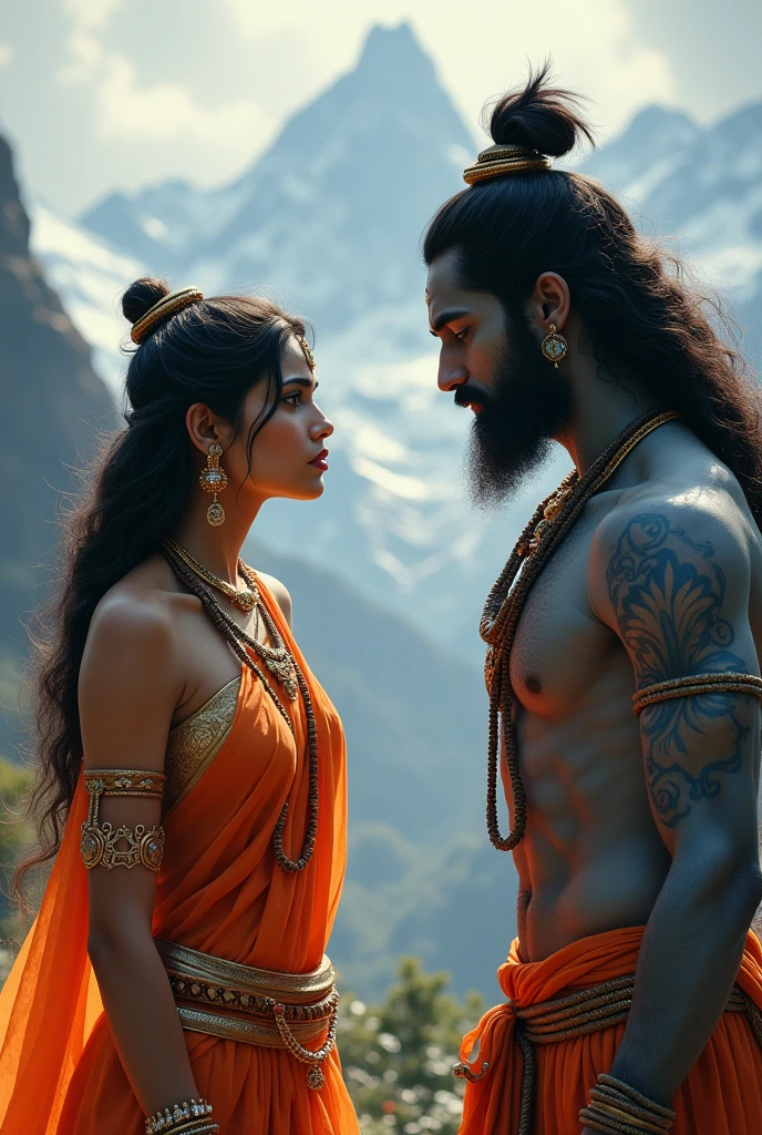 Maa parvati scolding lord Shiva
Maa parvati in anger and sadness
Lord Shiva is sad
Lord Shiva is without beard