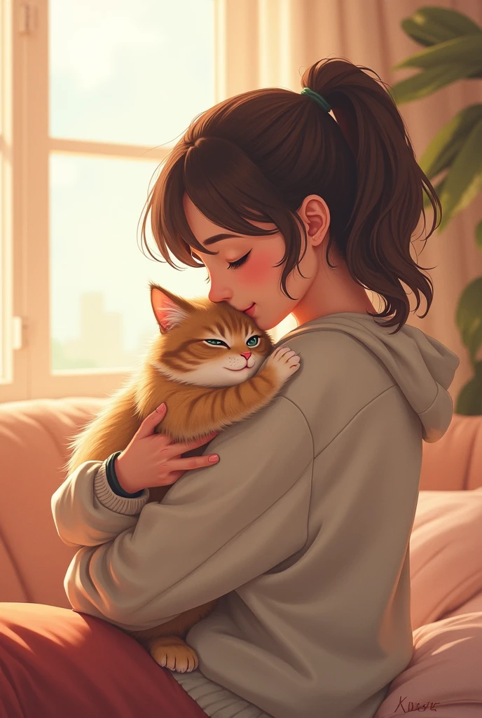 Illustration of holding a cat