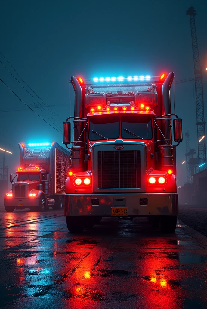 Trucks with lots of lights 
