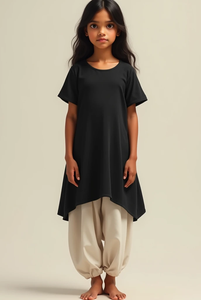 Full body indian girl whole body like standing white paijama and black frock