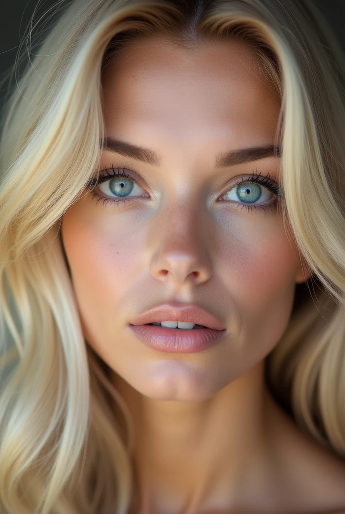 natural woman blue eyes blonde no makeup beautiful lips