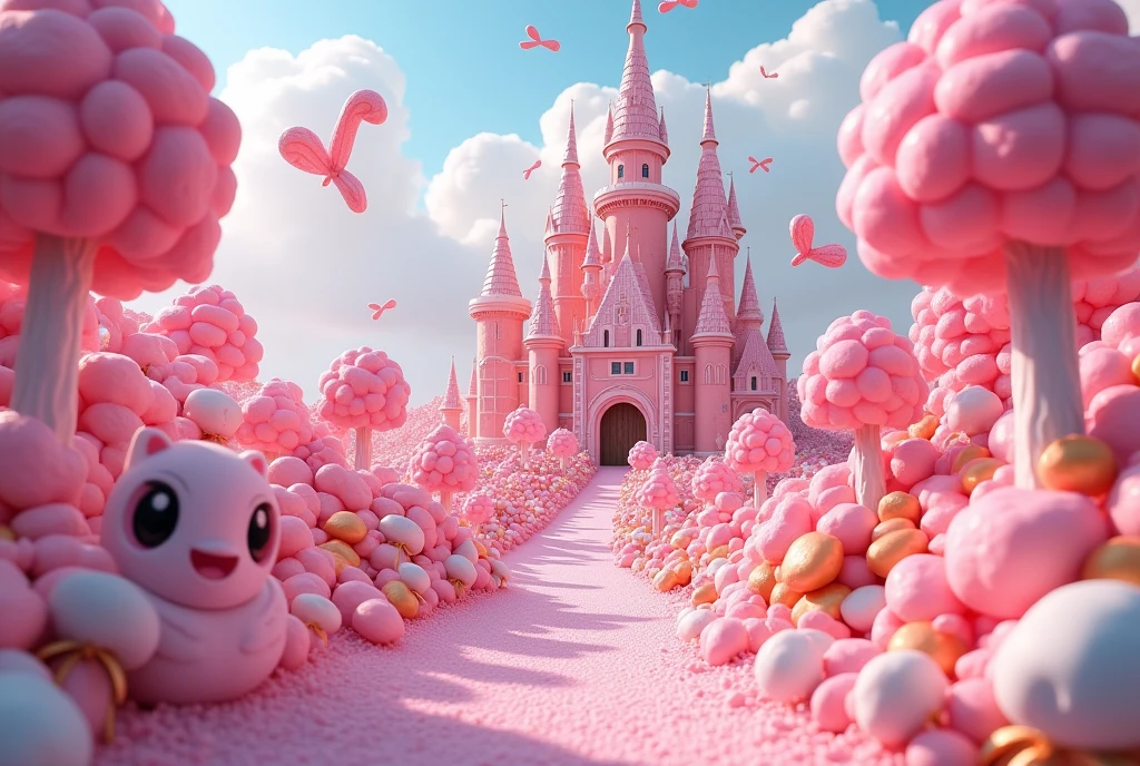 a candy land with lots of candy, candy forest, candy land, candyland, everything is made of candy, made of cotton candy, in a candy land style house, candy - coated, made of candy and lollipops, heaven pink, cotton candy, made of candy, heaven!!!!!!!!, cotton candy trees, candy, hyperreal phantastic landscape, lots of candy land style houses, a big candy land style castle, a liver made of chocolate,  road made with candy buttons, Chewing Gum, candy cannes, lollipop candies stick in all over the place