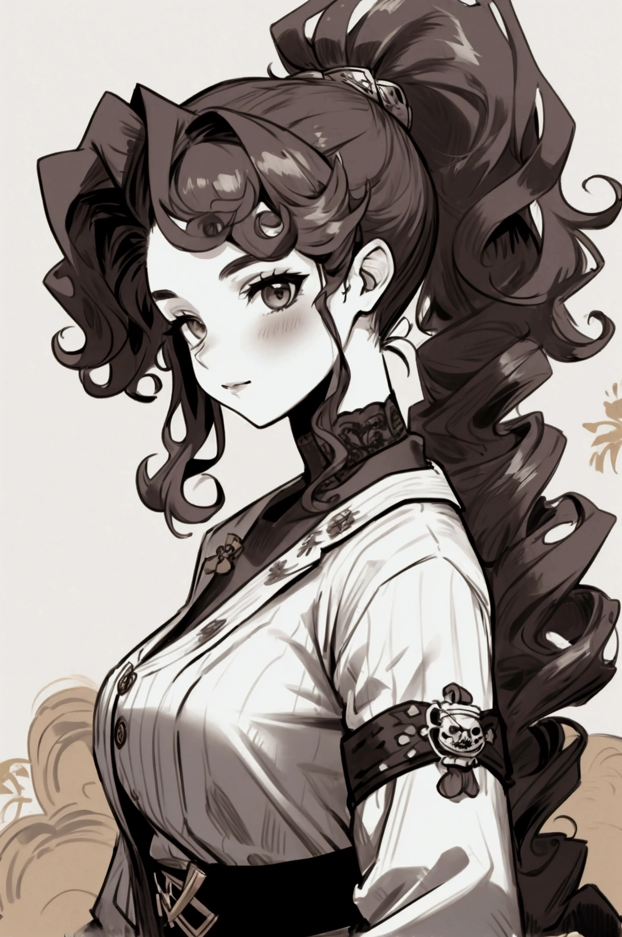 curly hair,ponytail,pirate girl
