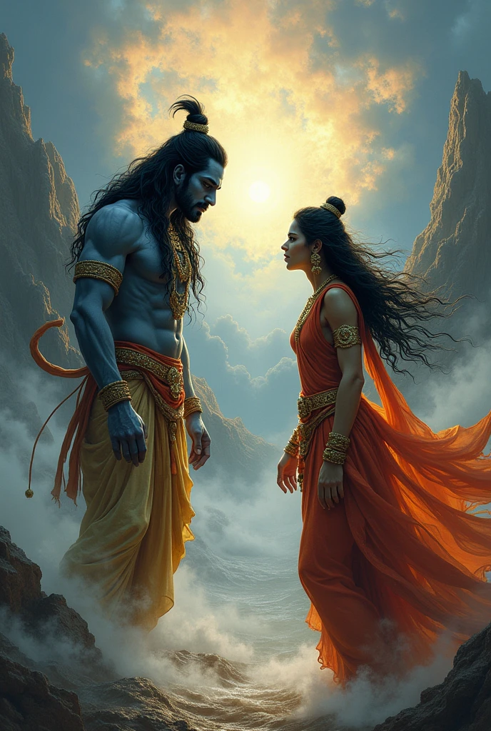 Maa parvati scolding lord Shiva
Maa parvati in anger and sadness
Lord Shiva is sad