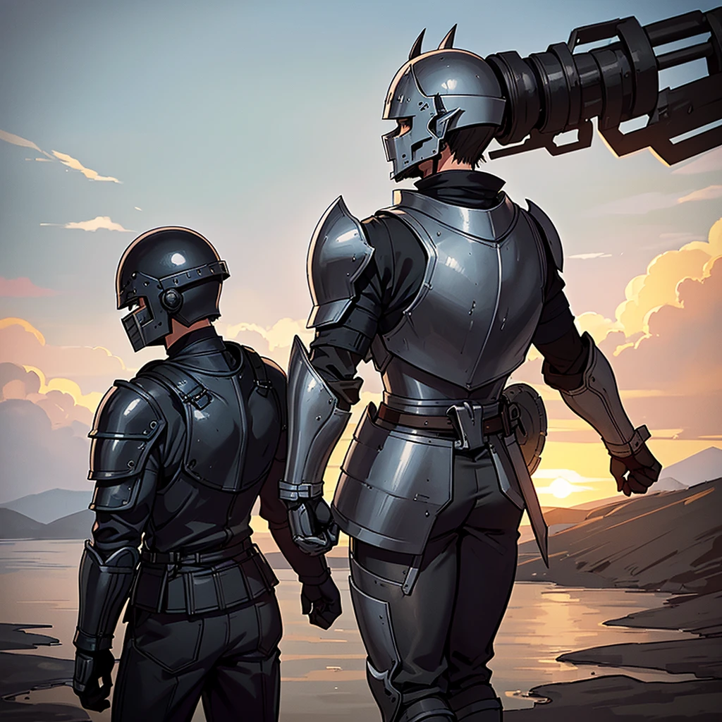 Best illustrations、Best Quality、(((Gray simple armor、Black trousers、Black gloves、Short Hair、Black Hair、20 year old man、Iron Helmet、Iron helmet)))、(((Fighting Pose)))、(Old ruins、desert。Grass)、(Masked Knight)、(Black, muddy swamp)、(Medieval Knight)、(Close your eyes、get annoyed、Open your mouth、Get angry、Sweat)、battlefield、(From the back、back view)、Sea of mud、Black Sea