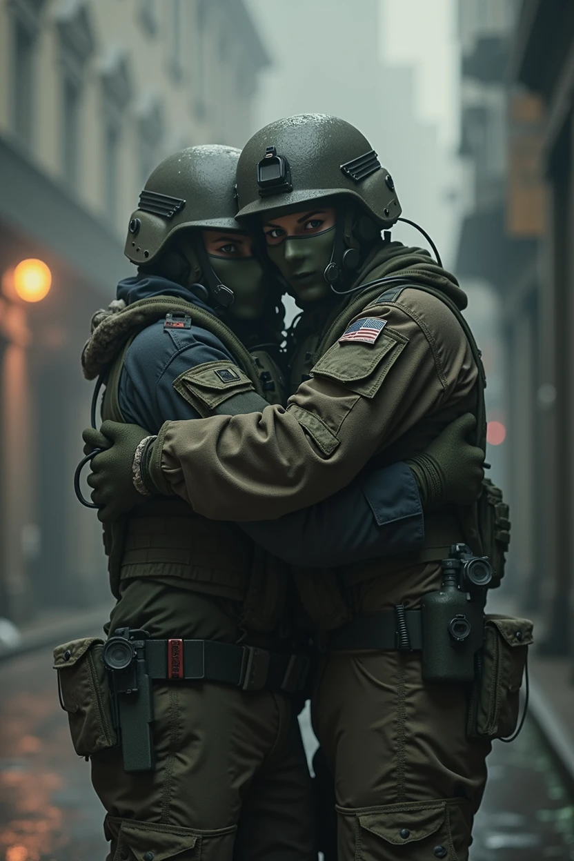 a soldier with a hostage after saving there