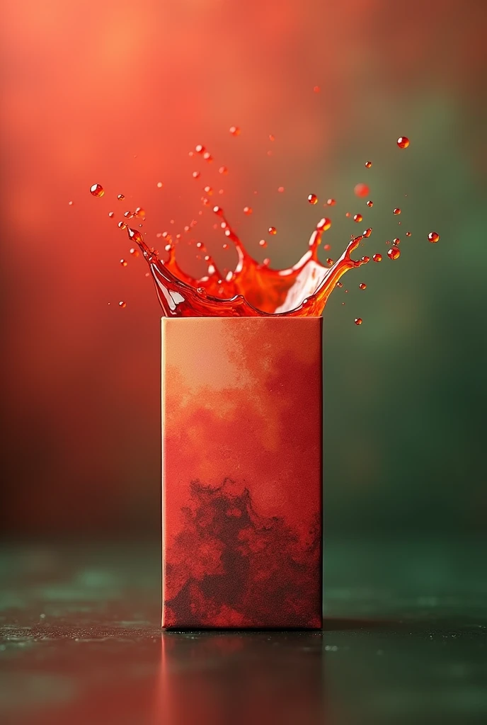 blurred red and green background with splash like a tea box