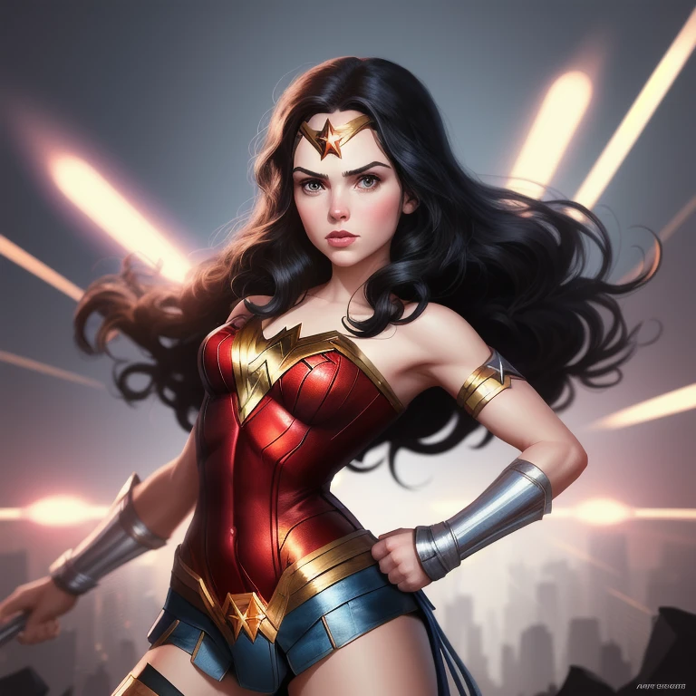 a cartoon girl dressed as marvel in a costume, Wonder Woman, [ trending on CG Society ]!!, artgerm and atey ghailan, :: rossdraws, portrait of Wonder Woman, 极其详细的Artgerm, DC Comics art style, CG Society ), style artgerm, por Ryan Yee, artgerm trends, advanced digital chibi art