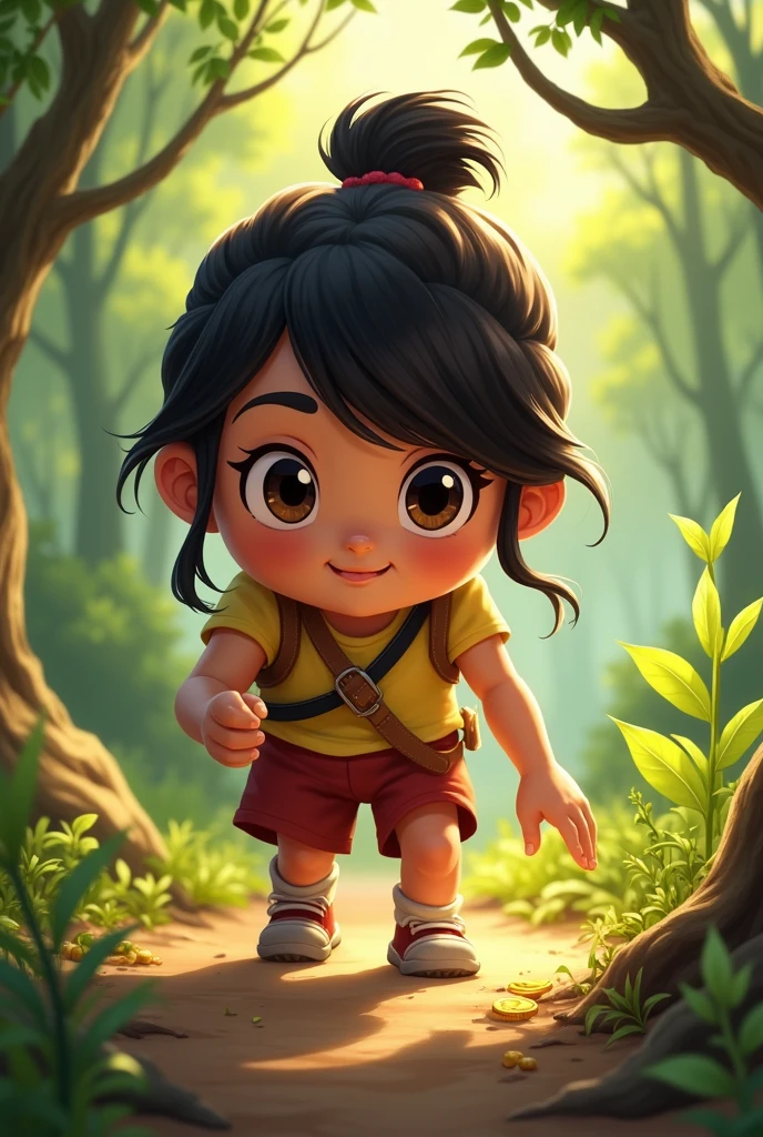 Finding the Treasure: How does Nishi find the small gold coin? What is her initial reaction to the discovery?