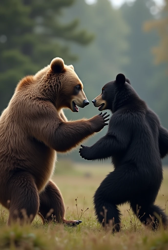 a bear fighting with a black man