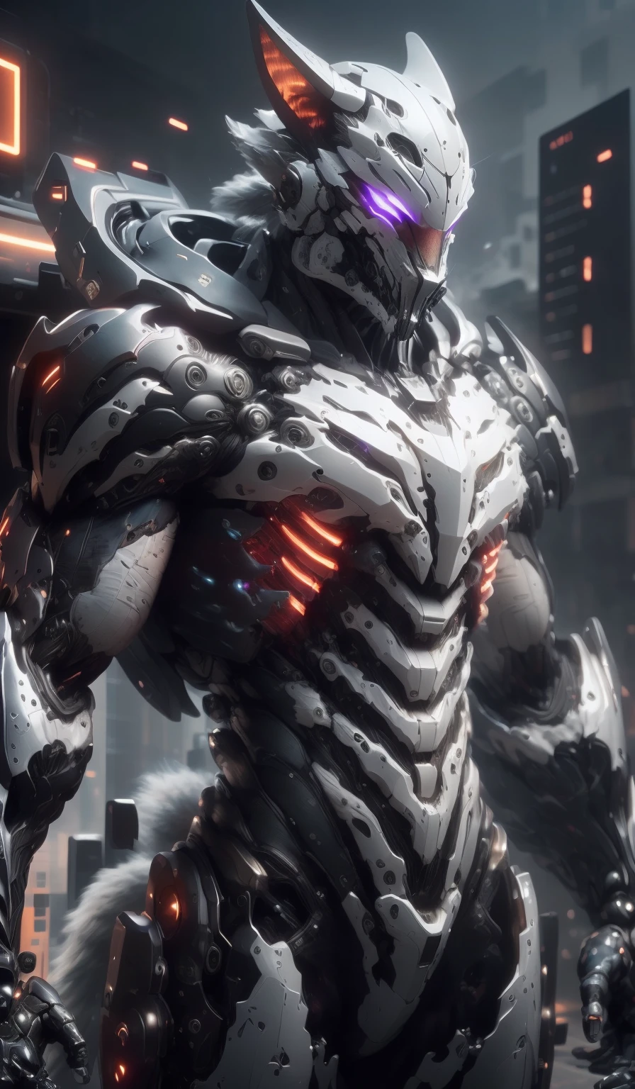 Portrait of a wolf boy, mascular body , technical suit, ((ultra detailed technological suit)), ((cool technical suit)),, ((ultra high quality 9.9)),((ultra high resolution 9.9)), ((ultra high detailed 9.9)),((masterpiece)),((perfect lightings)),((clear image))