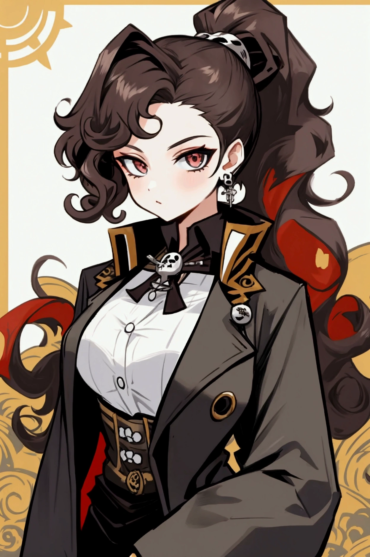 curly hair,ponytail,pirate girl