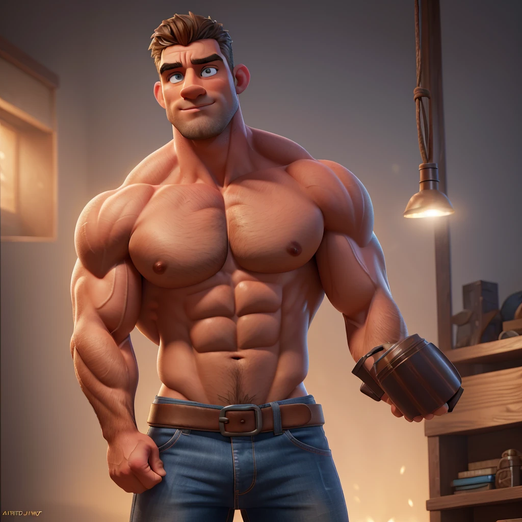 a muscular, handsome, sexual men, with a physique that exudes raw power and sensuality, chiseled hairy chest,well-defined muscular physique, rugged realistic face with piercing eyes and strong jawline, muscular arms and legs prominently displayed, open shirt and tie revealing muscle and big hairy chest with prominent hard nipples, dramatic lighting casting shadows and highlights, light atmospheric background creating sense of joy and sensual vibes, realistic photorealistic style with vivid evocative lighting and color palette, the men's physique as central focus, tight revealing underwear and subtle hint of erection adding intimate sensual element, (best quality,4k,8k,highres,masterpiece:1.2),ultra-detailed,(realistic,photorealistic,photo-realistic:1.37),HDR,UHD,studio lighting,ultra-fine painting,sharp focus,physically-based rendering,extreme detail description,professional,vivid colors,bokeh