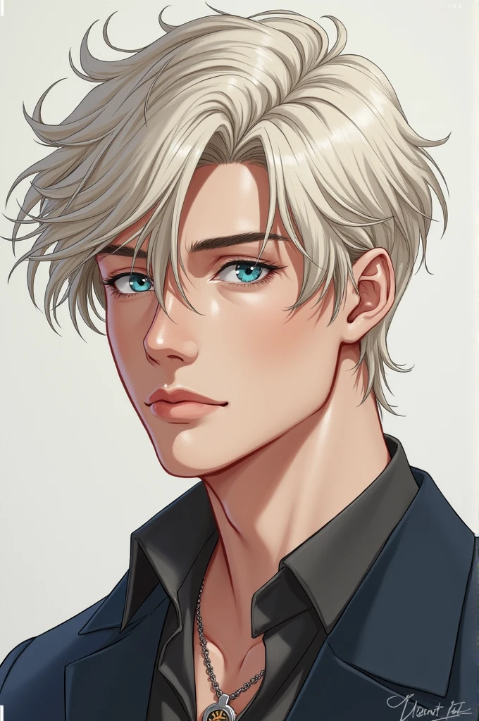 Bastian Blue eyes Platinum hair man Drawing Count Young