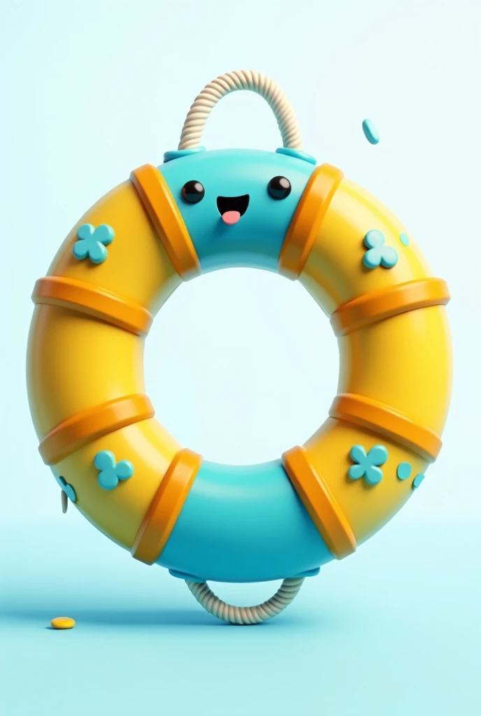 create 3d cartoon png of a blue and yellow lifebuoy