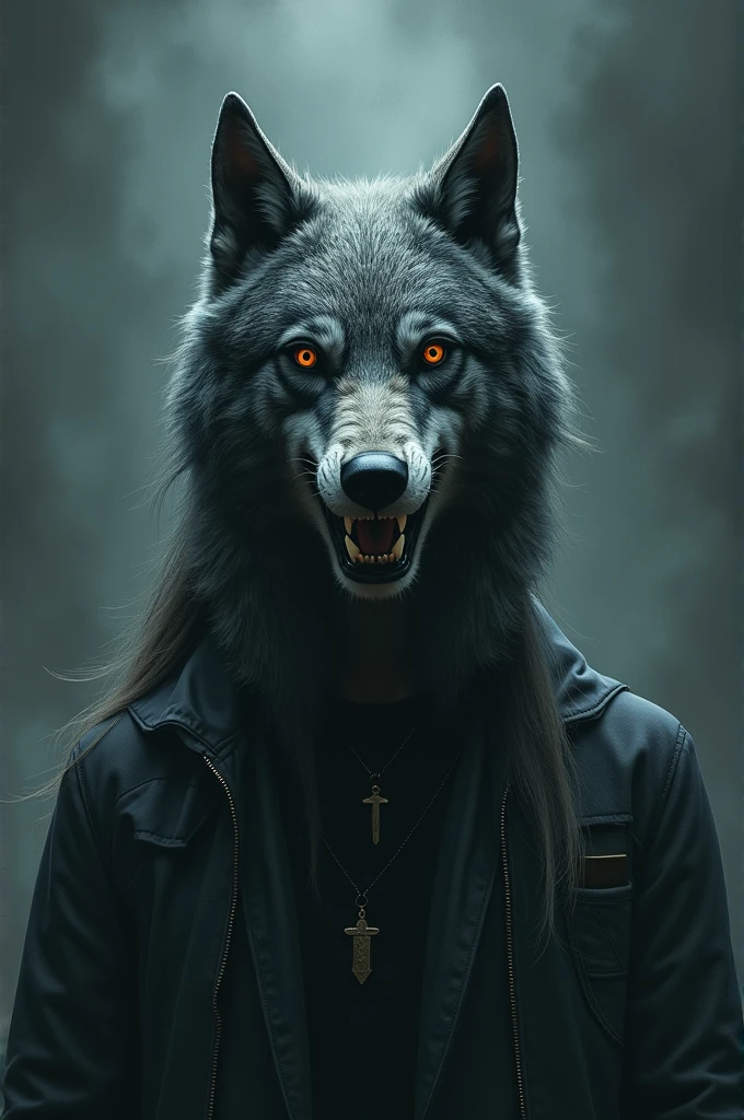 A wolf-shaped crown on a human head