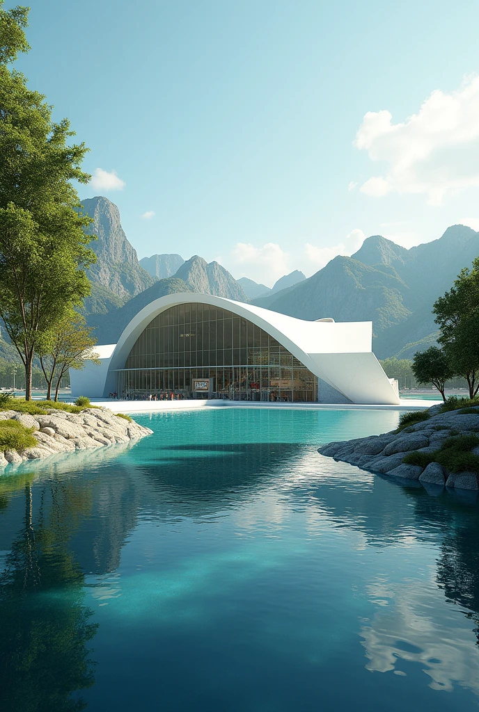 Olympics closed aquatic complex view from outside