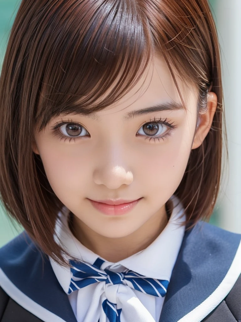 (Absurd:1.3),8k,(Detailed Photos:1.5),(Detailed face and skin:1.3),(Ultra-high resolution:1.5),(Realistic:1.5),Symmetrical clear eyes,Well-groomed face,(Ray Tracing:1.3) ,13-year-old girl, Japanese,high school girl,(wearing Japanese high school uniform:1.3),(Navy High School Uniform:1.3), break (Panties as a gift),(Detailed white silk panties:1.1),masterpiece, Highest quality, Very detailed,classroom,Black short bowl cut hair、Blunt bangs,Focus Panties,Cinema Lighting,(blush:1.3),(Very big panties:1.5),