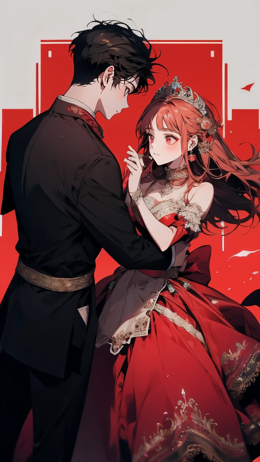 Princess、Red long dress、Dance、