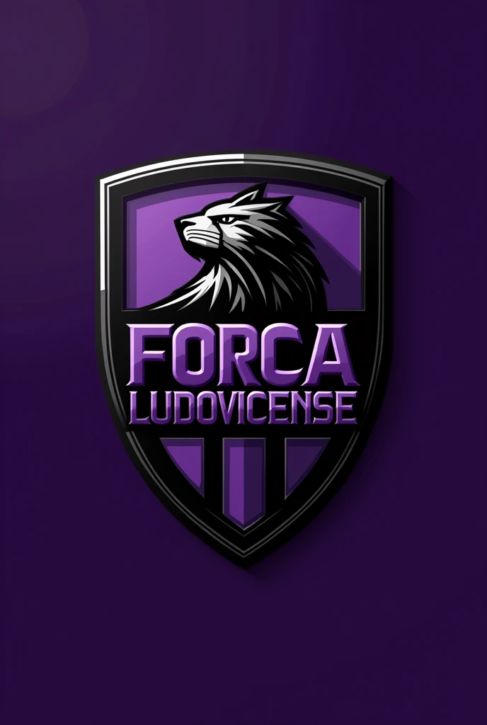 Black and Purple football team crest based on the name Força Ludovicense