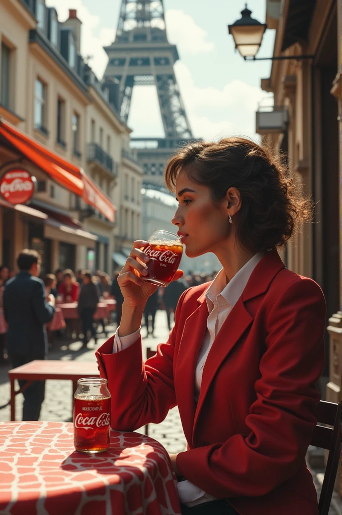 A coca cola in Paris drinking coca cola 