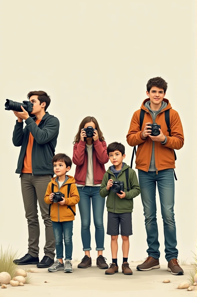 Ek yuvak jiske pass bahut bada camera hai dusra yuvak use dekh raha hai uske pass Chhota camera hai teesra yuvak use dekh raha hai uske pass mobile hai Chhota yuvak use dekh rahe Ho uske pass kuchh bhi nahin hai paanchva yugon ko dekh raha hai uske pass pair nahin hai pair