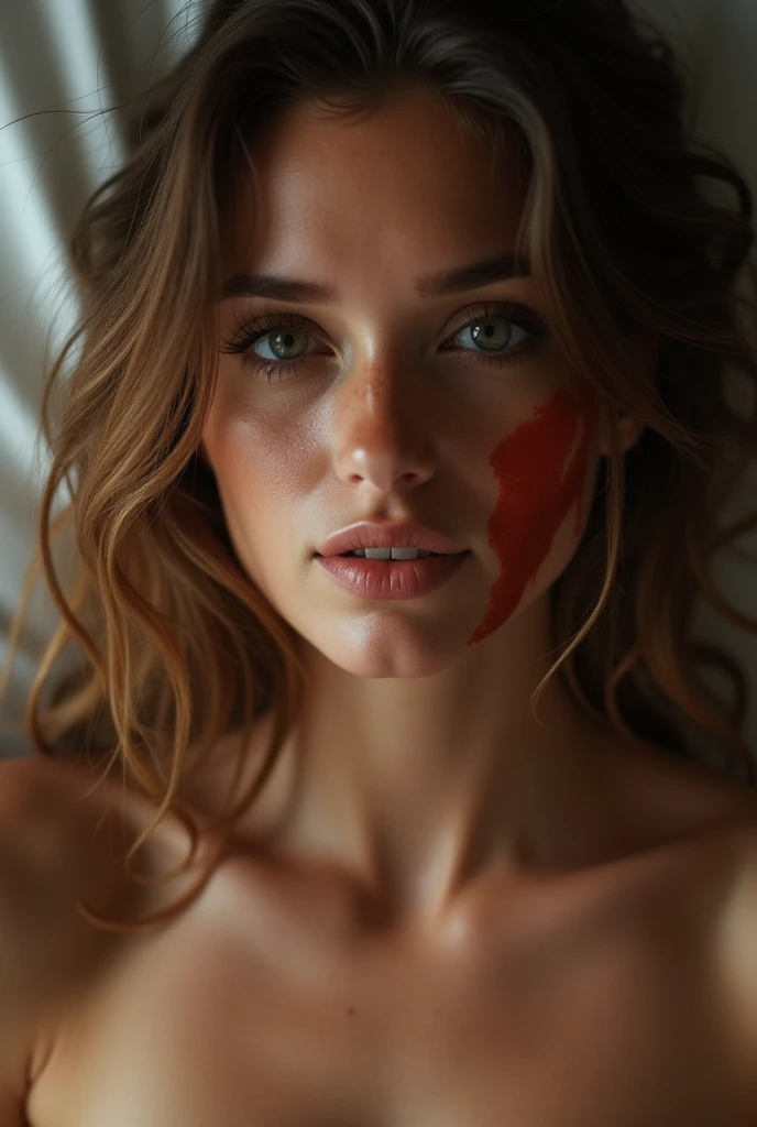 Naked woman having intense sex and with semen on her face