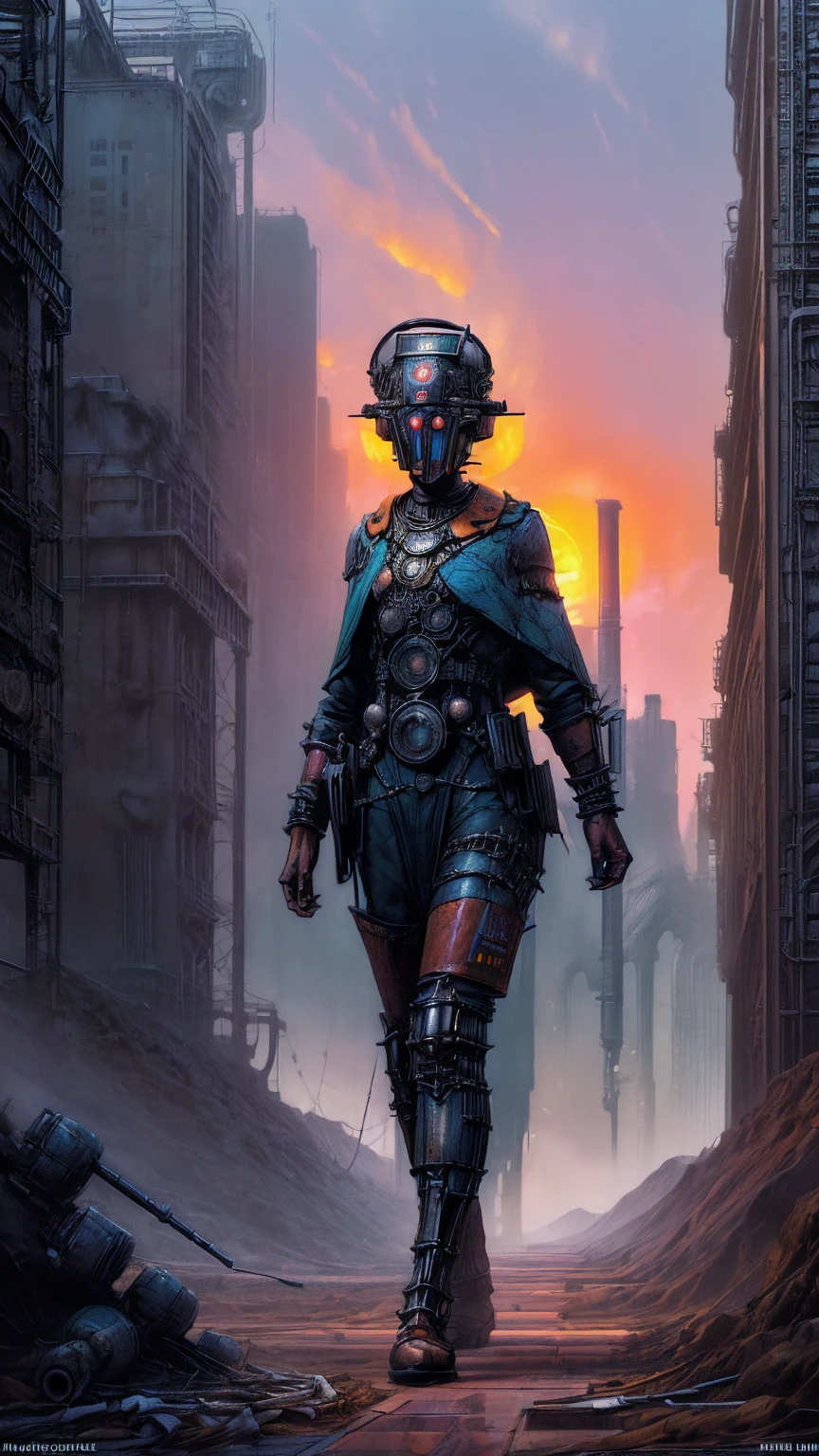 long shot: 1.3, masterpiece, ((industrial city scene with sky with sunset: 1.5)),(( machinery, metal: 1.5)), very beautiful Digital art, Digital art. very detailed and very detailed magical fantasy, colorful digital fantasy art, highly detailed Digital art, beautiful and gorgeous Digital art, very detailed digital painting, 32K