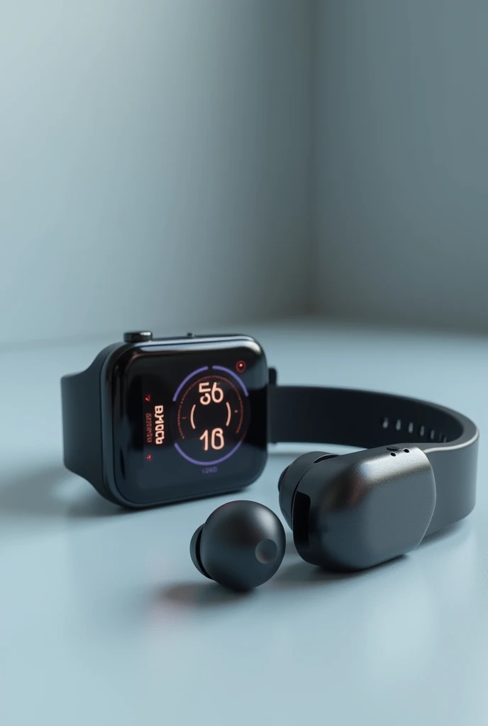 I want an image of a bluetooth headset and a smartwatch