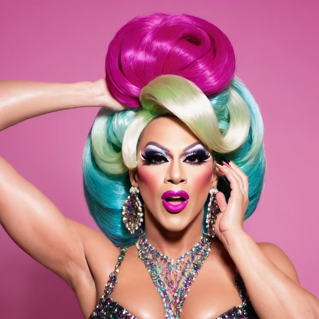 A drag queen looking straight at me