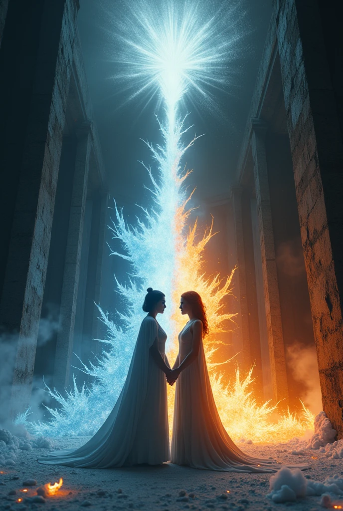 Through vacant halls I won't surrender
The truth revealed in eyes of ember
We fight through fire and ice forever
Two souls once lost and now they remember