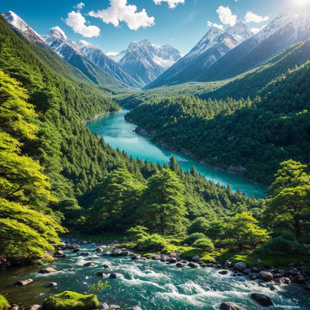 Here’s a prompt you can use for generating a natural anime-style world image:

"A vibrant anime world set in a lush, green forest with towering ancient trees covered in moss. A sparkling river winds through the landscape, reflecting the warm sunlight that filters through the leaves. In the distance, a majestic mountain range with snow-capped peaks rises against a clear blue sky. Cute, mystical creatures like foxes with glowing eyes, and birds with shimmering feathers are scattered throughout the scene. The atmosphere is serene and magical, with a gentle breeze causing the leaves to rustle and the water to ripple slightly. The overall mood is peaceful and full of wonder."

This prompt should help create a detailed and immersive anime-style natural world.