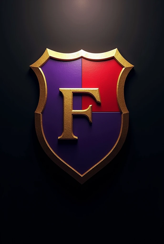 Black football team shield, purple, Red and Gold based on the name Força Ludovicense