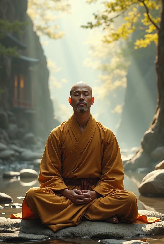 Create an image for shoulin monk meditation