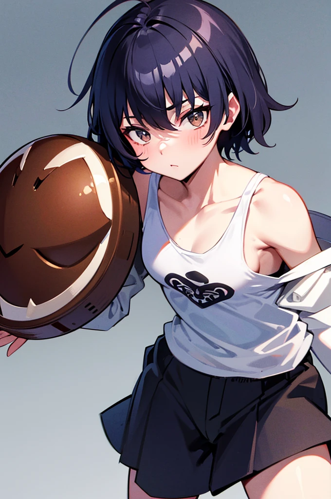 a tomboy girl that uses a mask and have an appearance similar to a boy (strong girl)