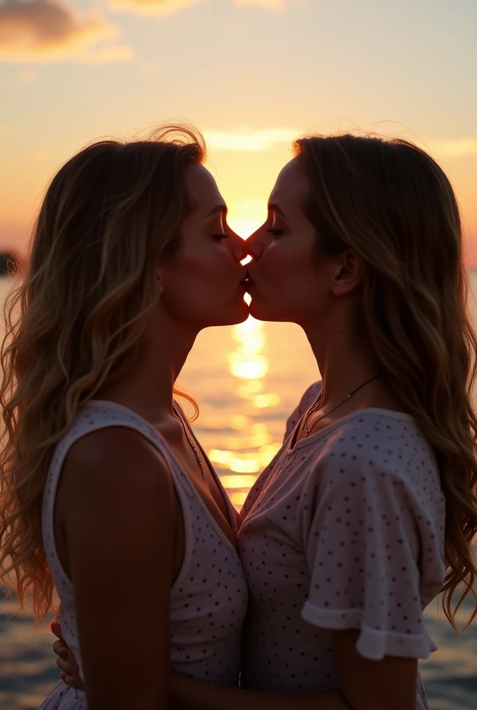 two girls kissing