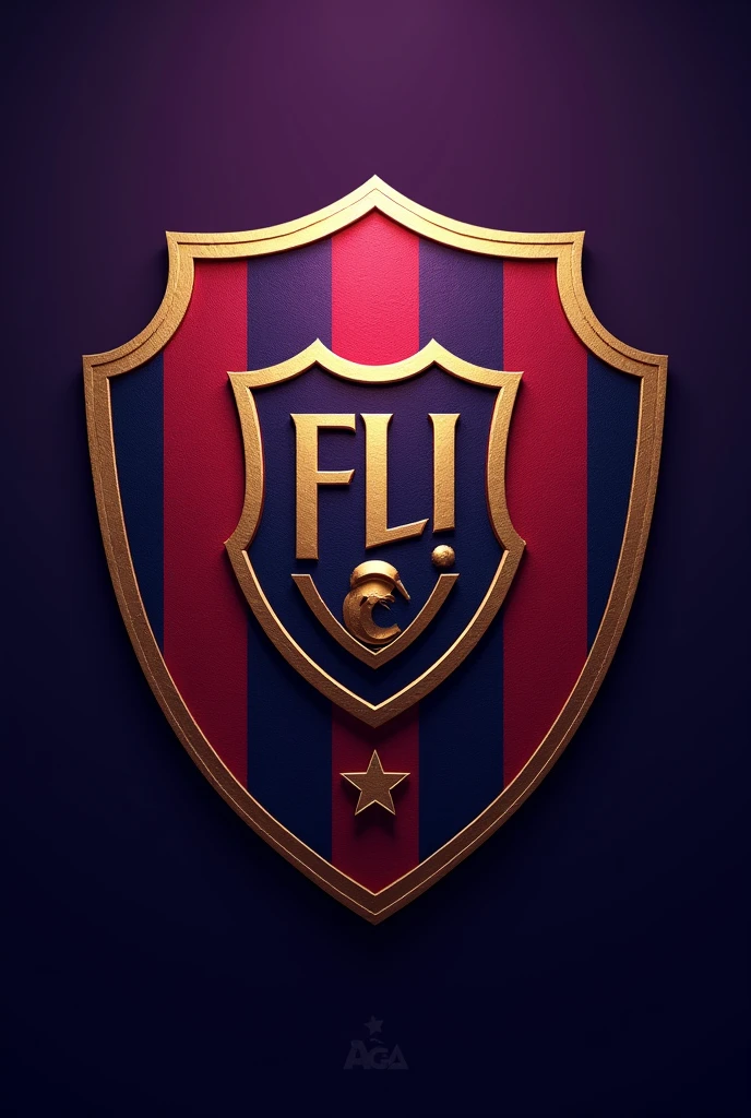 Black football team shield, purple, Red and Gold based on the name Força Ludovicense