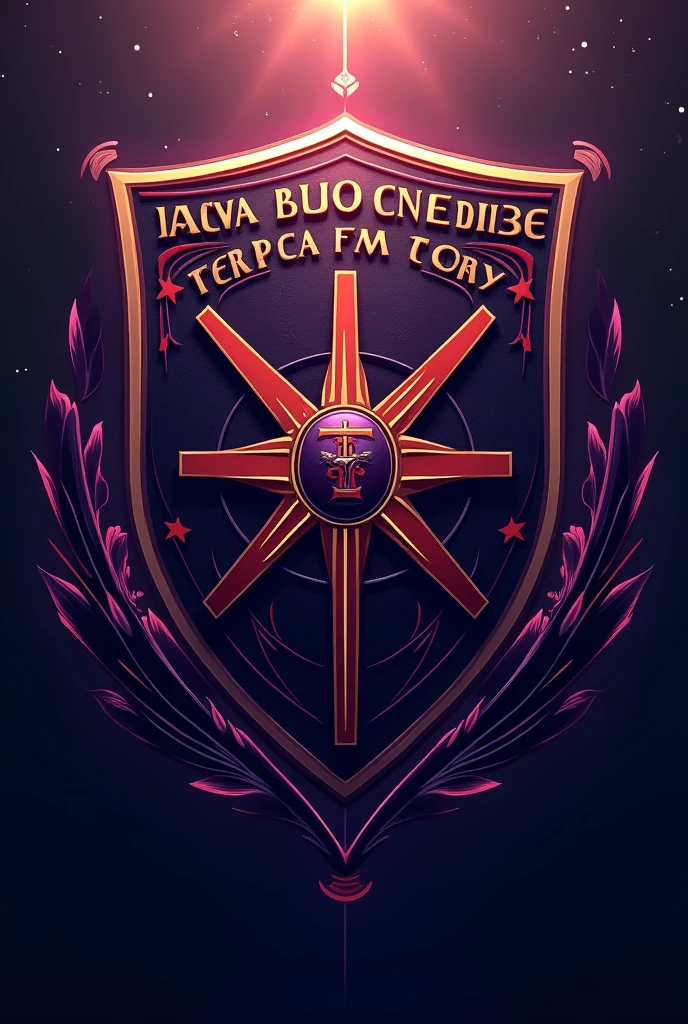 Black football team shield, purple, Red and Gold based on the name Força Ludovicense