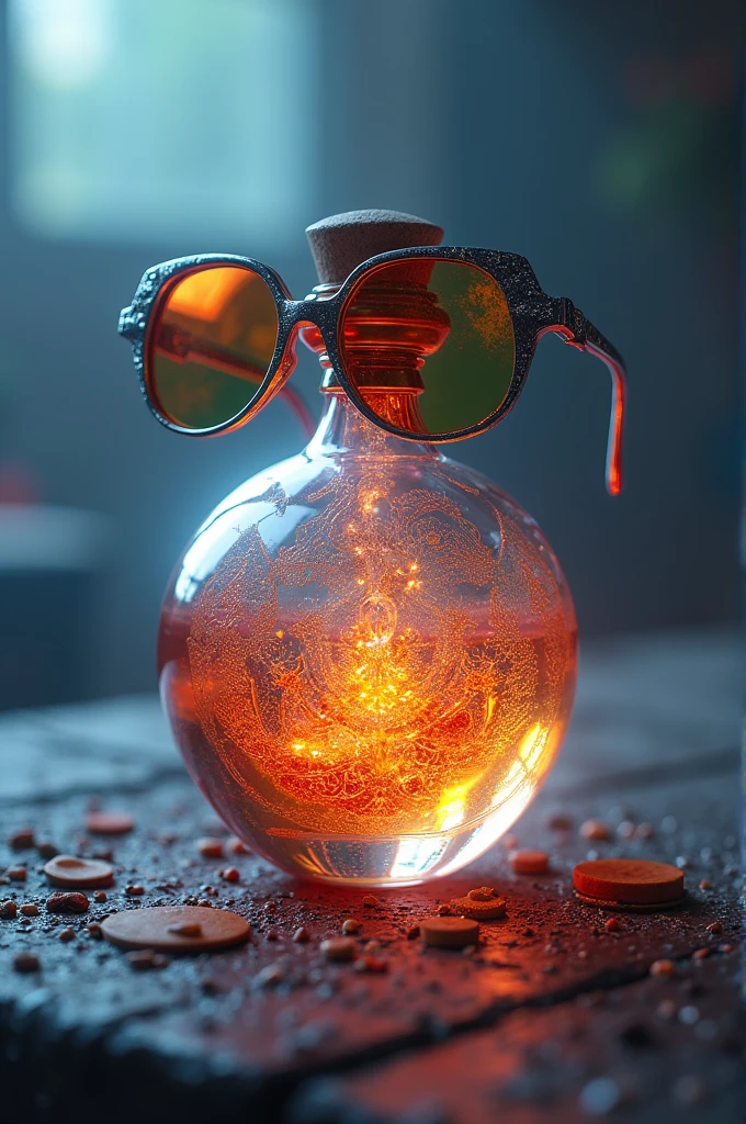Ampoule with sunglasses