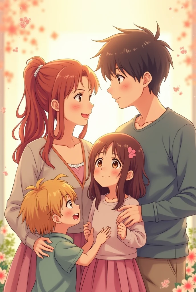 Created  anime family 2 brother 1 sister and mom dad image