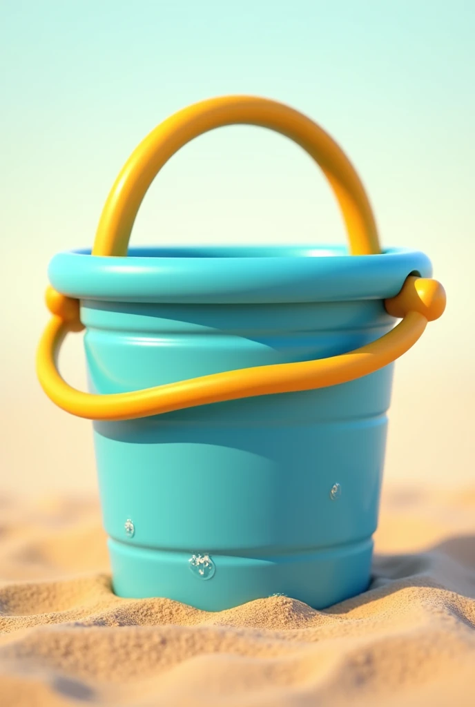 create 3d cartoon png of a blue and yellow beach sand bucket