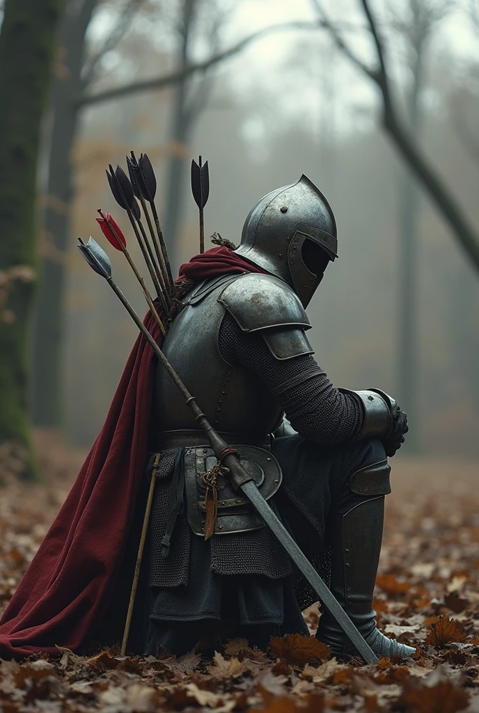 Knight after losing a war falls to his knees in front of a kingdom with several arrows in his back almost dying He goes in front of a kingdom