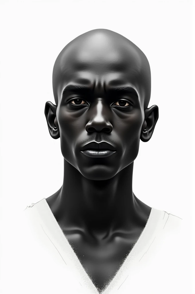 Dark-skinned man with a shaved head number 2 above and number zero below