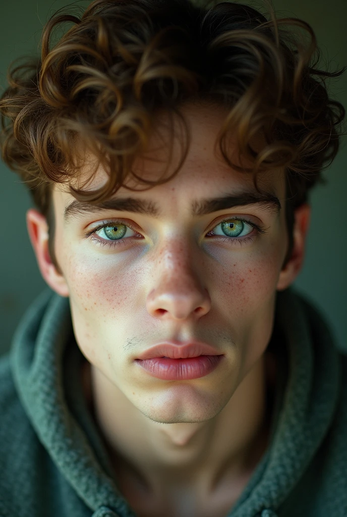 Face, 24 year old boy with green eyes and surreal beauty