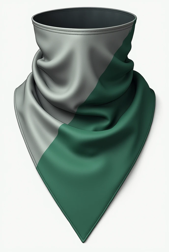 Create a half gray, half green triangular neckerchief 
