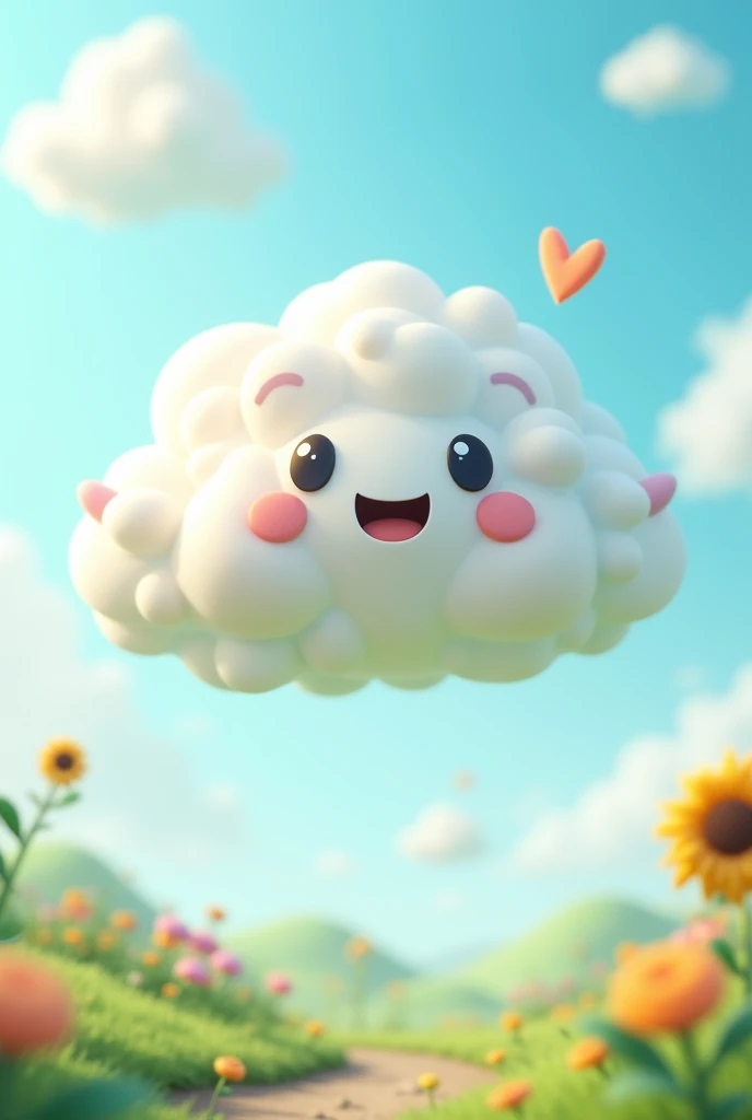 create 3d png of a cartoon style cloud 