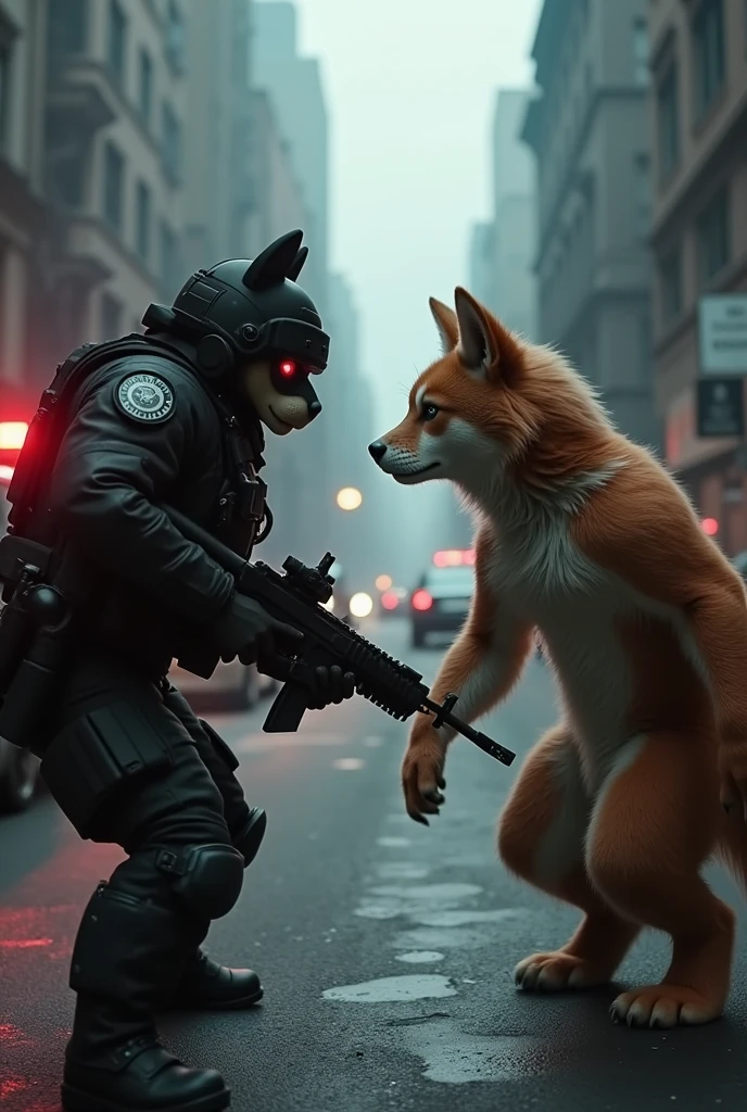 Furry getting shot by a swat officer